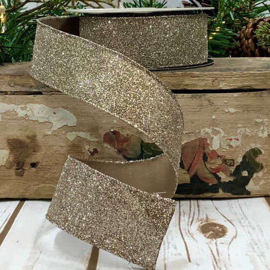 Vintage Glitter-Platinum 1.5" Ribbon