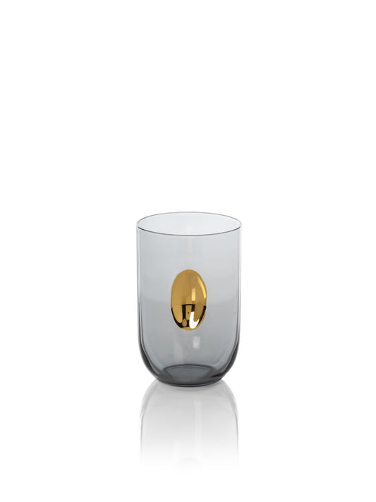 Aperitivo Tumbler Glass-Smoke w/Gold Accent