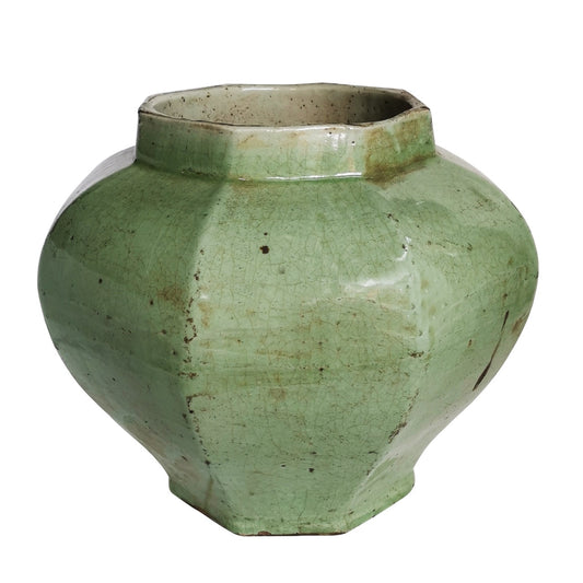 Celadon Crackle Octagonal Jar