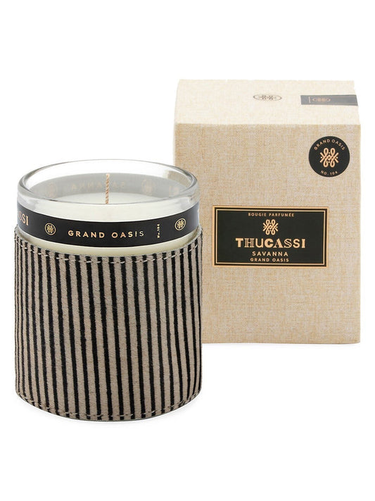 Savanna Candle Grand Oasis 38.8oz Brown Candy Stripe