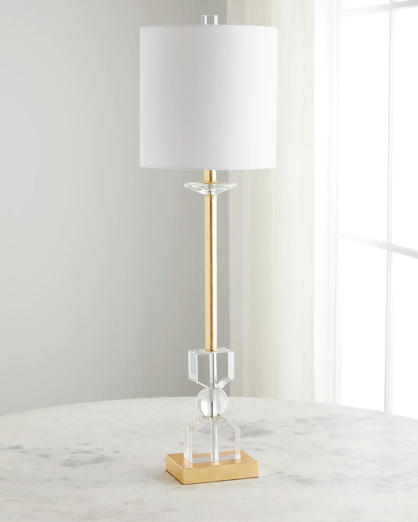 Kingston Crystal Buffet Lamp with White Linen Shade